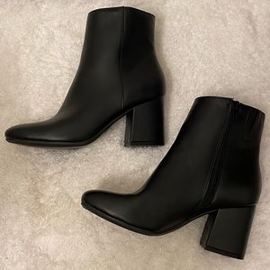 Black leather booties